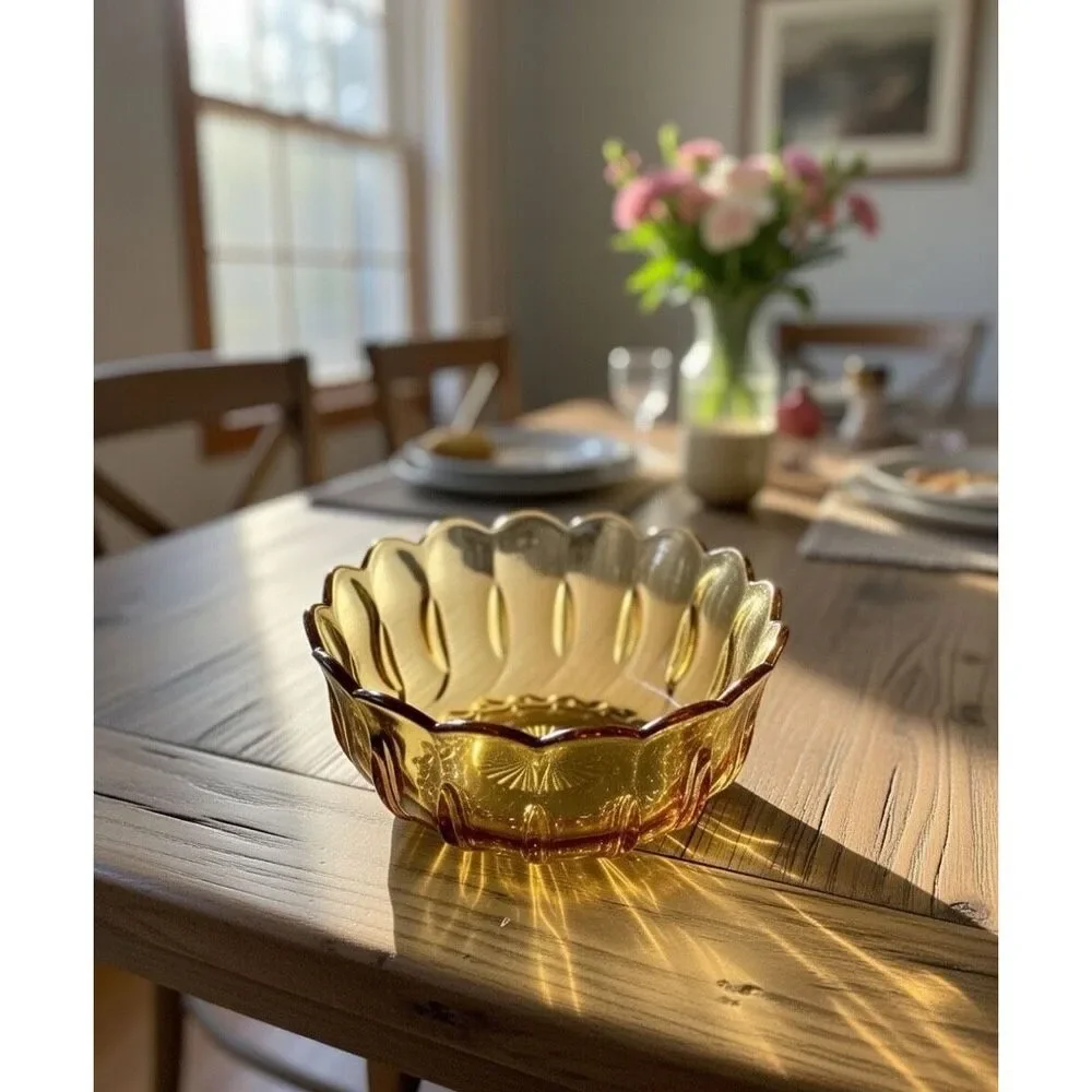Vintage 70s Anchor Hocking Fairfield Large Amber Bowl MCM
